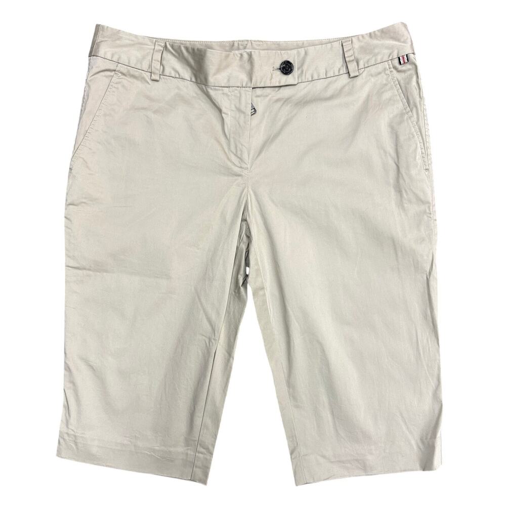 Burberry Cotton Khaki Bermuda Side Button Shorts Women's size 10